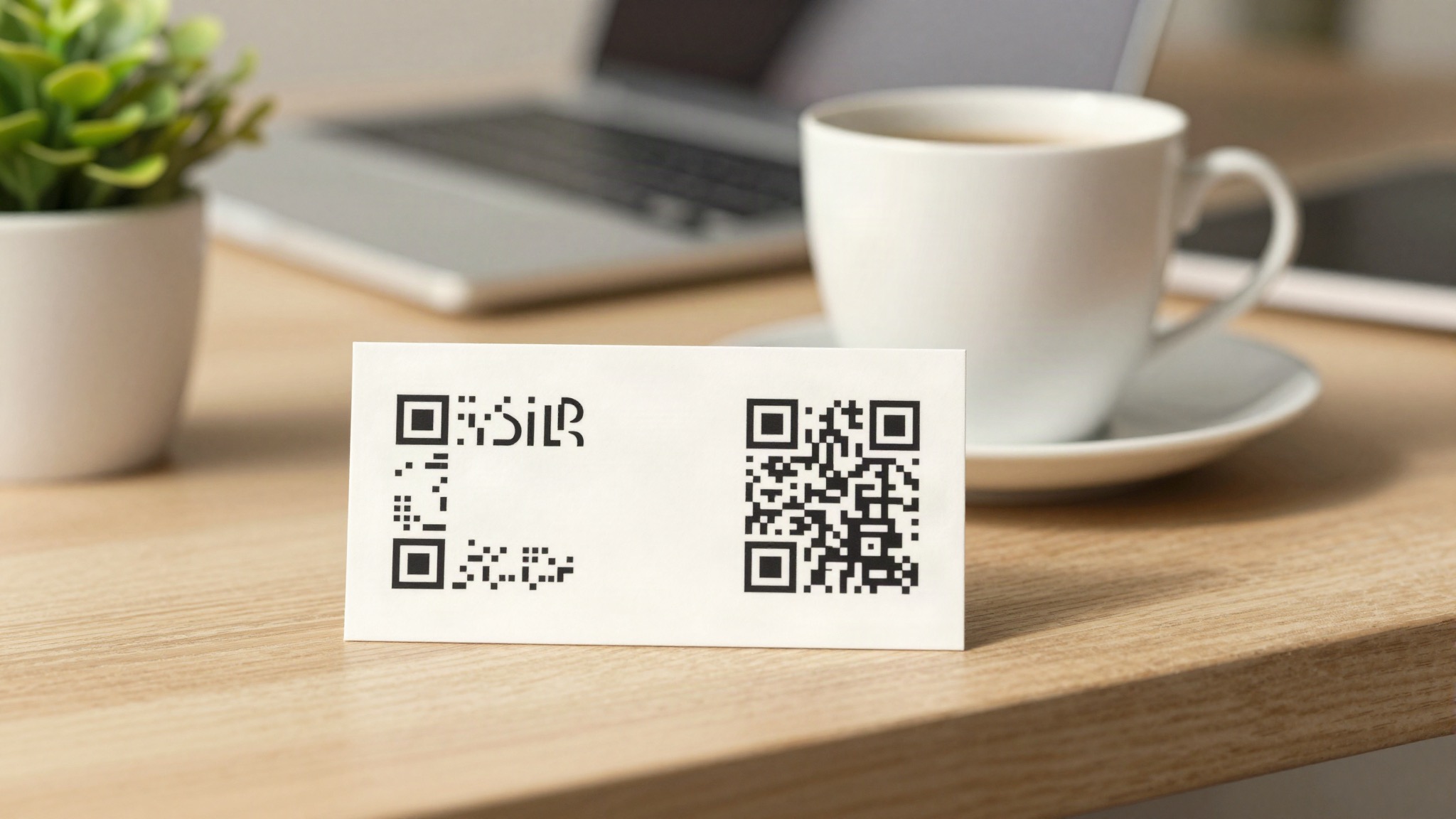 Google review-link en QR-code maken: stappenplan voor MKB-ondernemers β Triple Nine Digital Visitekaartje met QR-code voor Google review op houten tafel